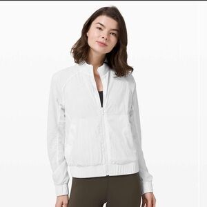 Lululemon Bombs Away Jacket Reversible Bomber Women Size 10 White/multi